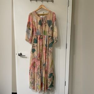 Spring Scenery Floral Maxi Dress